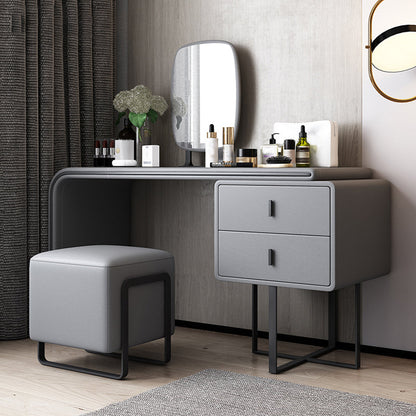 Set da tavolo da toeletta per vanità per trucco in pelle glam