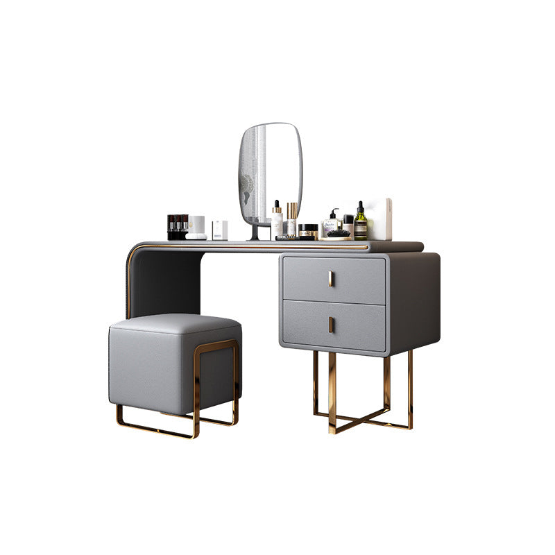 Set da tavolo da toeletta per vanità per trucco in pelle glam