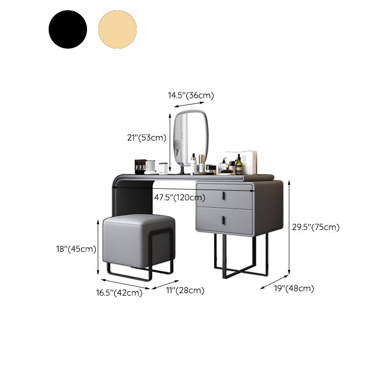 Set da tavolo da toeletta per vanità per trucco in pelle glam