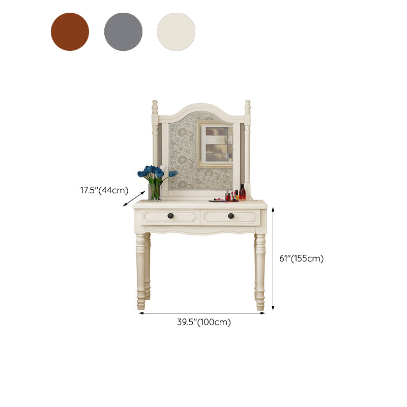 19.68" Wide Vanity Set with Drawer Rubberwood Make-up Vanity