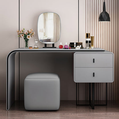 Tavolo da toep glam tavolo da trucco in pelle vanità con doppio cassetto