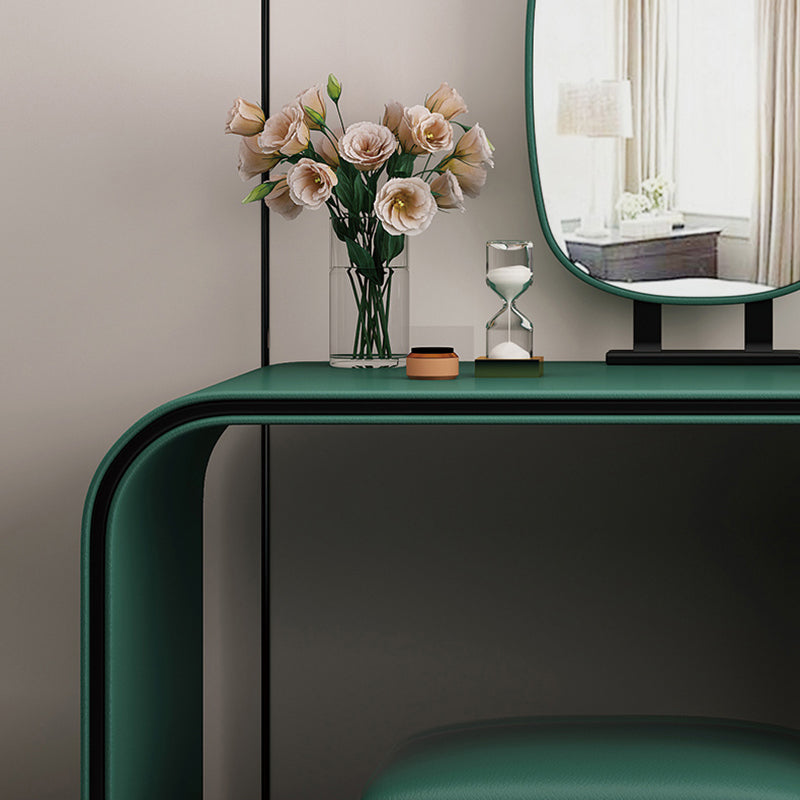 Tavolo da toep glam tavolo da trucco in pelle vanità con doppio cassetto