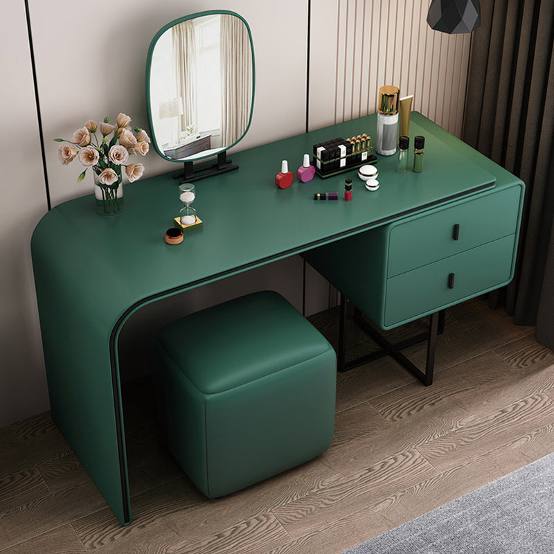 Tavolo da toep glam tavolo da trucco in pelle vanità con doppio cassetto