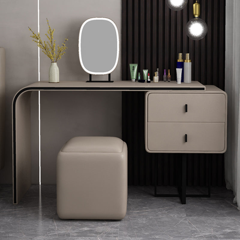Tavolo da toep glam tavolo da trucco in pelle vanità con doppio cassetto