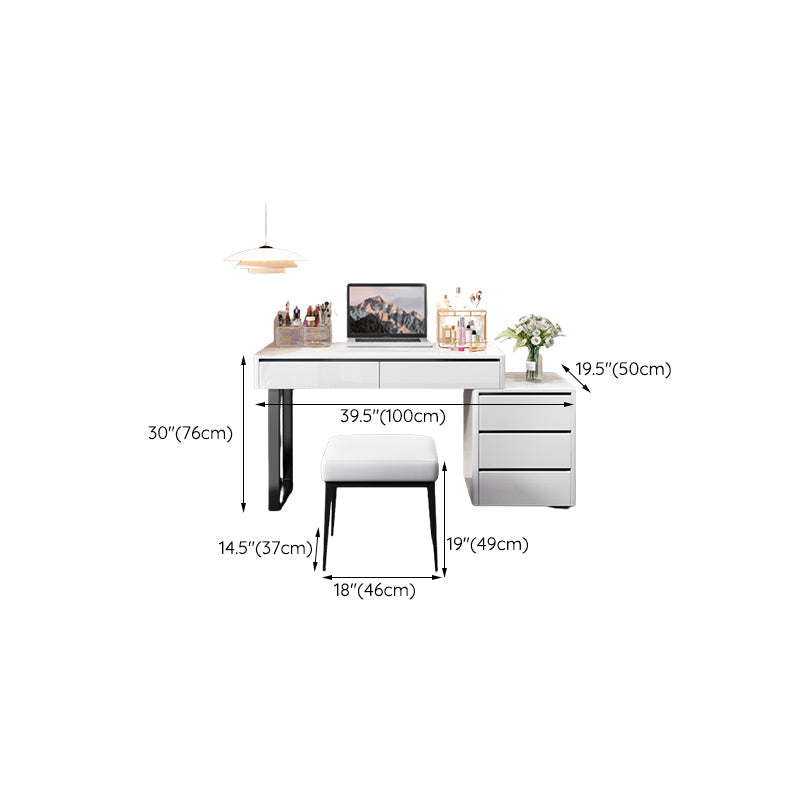 19.68 "引き出し付き幅の木製の虚栄心セット明るい白いメイクアップ虚栄心