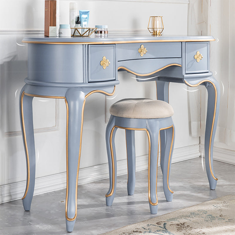 Tavolo da toeletta per vanità in legno solido a 3 cassetti vittoriani