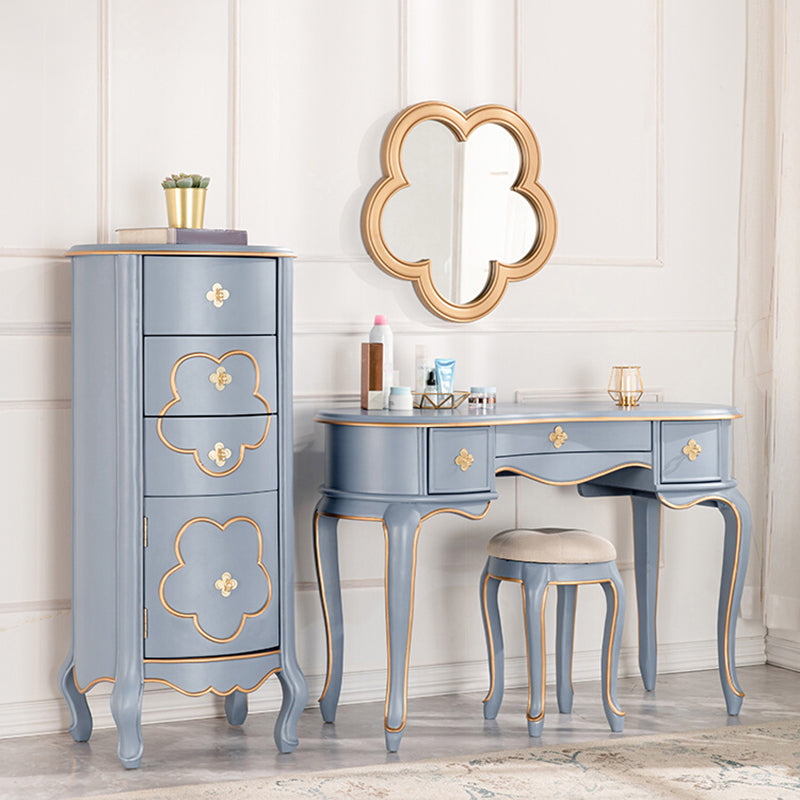Tavolo da toeletta per vanità in legno solido a 3 cassetti vittoriani