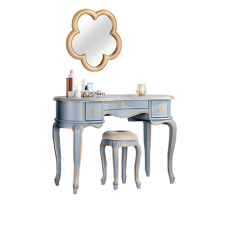 Tavolo da toeletta per vanità in legno solido a 3 cassetti vittoriani