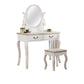 Vanity di trucco vittoriano con cassetto e specchio, tavolo da toeletta in legno massiccio