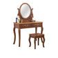 Vanity di trucco vittoriano con cassetto e specchio, tavolo da toeletta in legno massiccio
