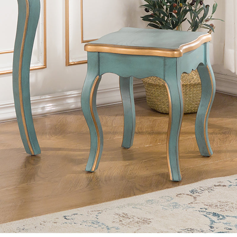 Vanity di trucco vittoriano con cassetto e specchio, tavolo da toeletta in legno massiccio