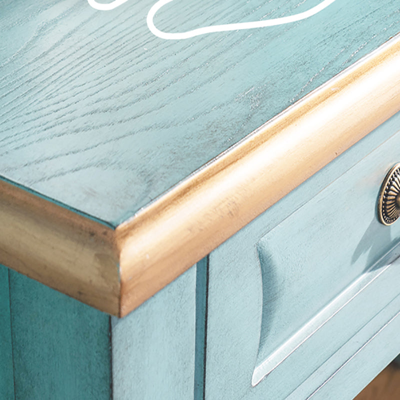 Vanity di trucco vittoriano con cassetto e specchio, tavolo da toeletta in legno massiccio