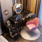 Glam Stone Top Makeup Dressing Table with Drawers in Black for Living Room Clearhalo 'Bedroom Furniture' 'furn' 'furn_makeup_vanities' 'Furniture' 'Makeup Vanities' 'makeup_vanities' 6378363
