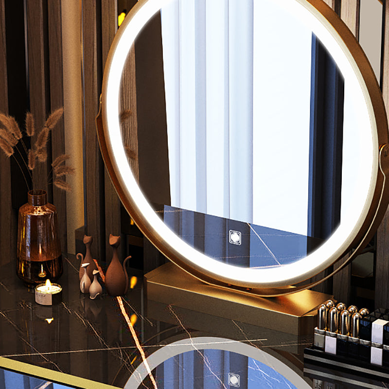 Glam Stone Top Makeup Dressing Table with Drawers in Black for Living Room Clearhalo 'Bedroom Furniture' 'furn' 'furn_makeup_vanities' 'Furniture' 'Makeup Vanities' 'makeup_vanities' 6378369