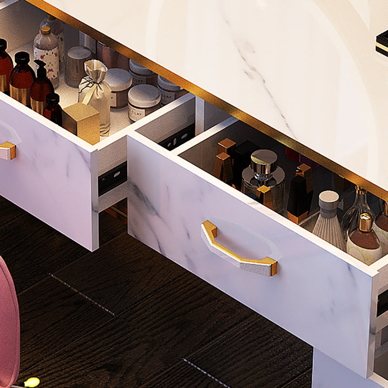 Glam Stone Top Makeup Dressing Table with Drawers in Black for Living Room Clearhalo 'Bedroom Furniture' 'furn' 'furn_makeup_vanities' 'Furniture' 'Makeup Vanities' 'makeup_vanities' 6378370