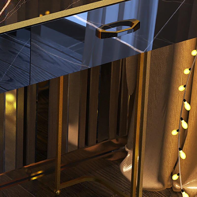 Glam Stone Top Makeup Dressing Table with Drawers in Black for Living Room Clearhalo 'Bedroom Furniture' 'furn' 'furn_makeup_vanities' 'Furniture' 'Makeup Vanities' 'makeup_vanities' 6378371