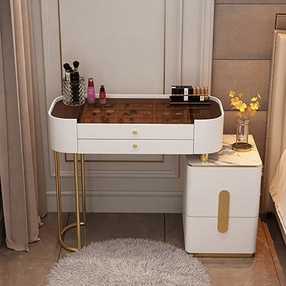 15.74" Wide Vanity Desk with 5/6 Storage Drawers Glam Glass Dresser
