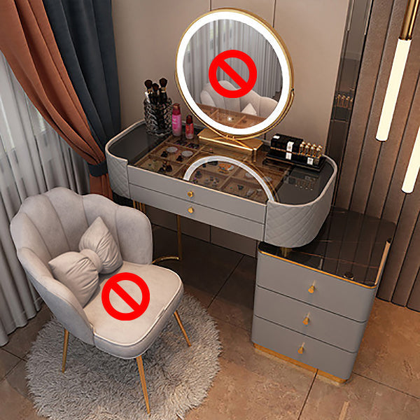 15.74" Wide Vanity Desk with 5/6 Storage Drawers Glam Glass Dresser