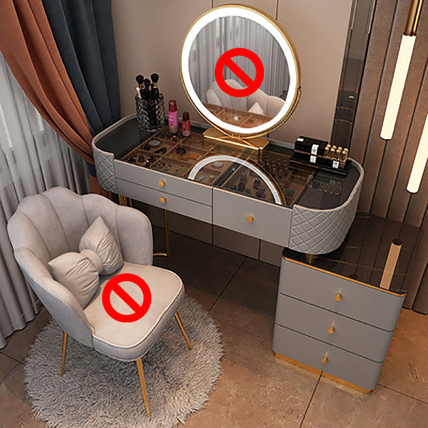 15.74" Wide Vanity Desk with 5/6 Storage Drawers Glam Glass Dresser