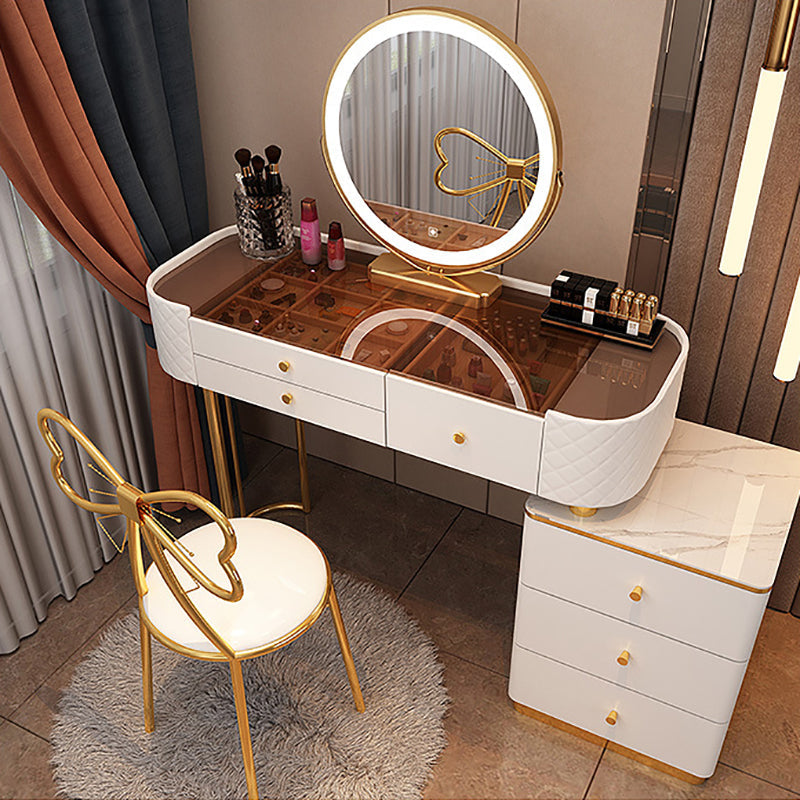 15.74" Wide Vanity Desk with 5/6 Storage Drawers Glam Glass Dresser