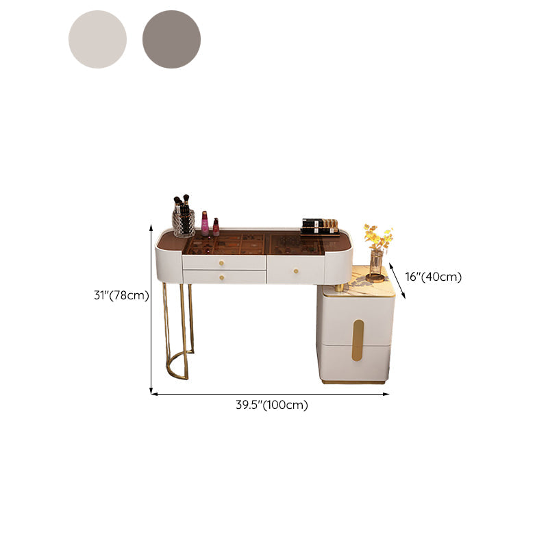 15.74" Wide Vanity Desk with 5/6 Storage Drawers Glam Glass Dresser