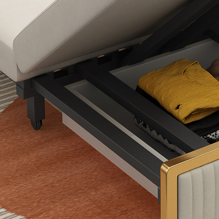 Glam Faux leather Sleeper Sofa Creamy-white 32.67" Wide Sofa Bed