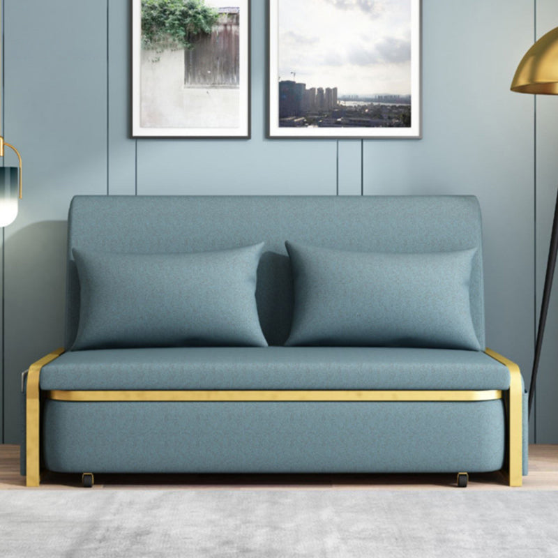 Green Sleeper Sofa Glam Style Foldable Faux leather Sofa Bed