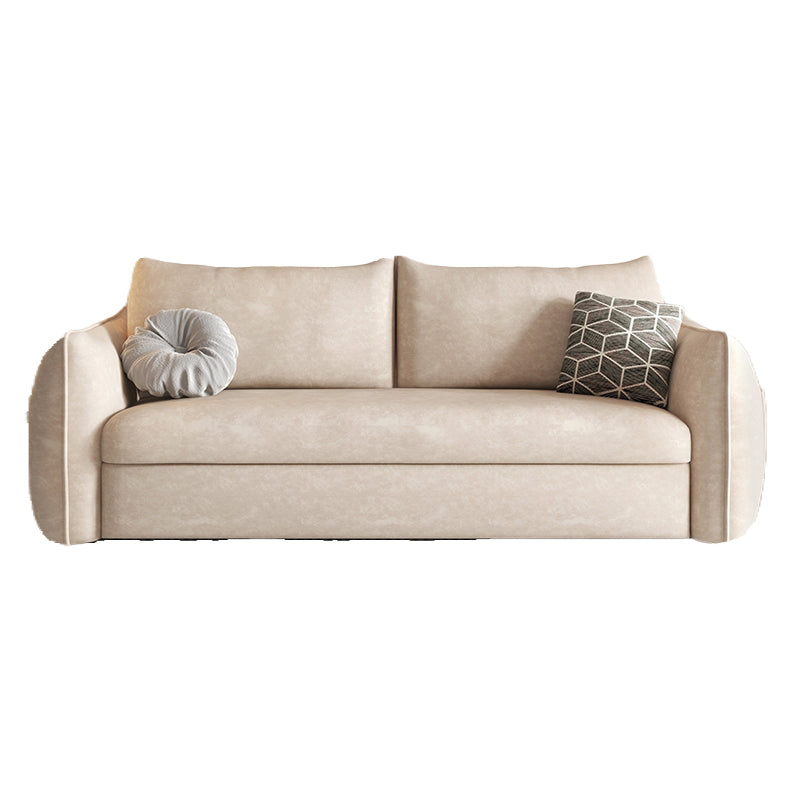 Cama de cuero con faux convertible Cama Contemporánea de sofá cama de brazo cuadrado en beige