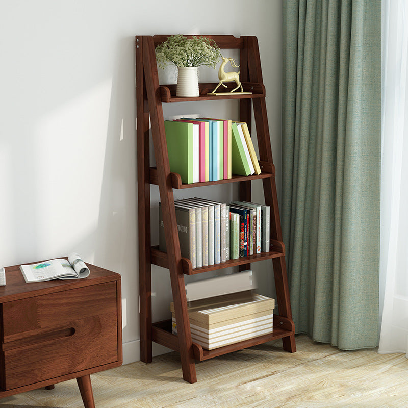Ladder Wooden Bookcase Contemporary Open Back Bookshelf with Shelves