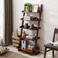 Ladder Wooden Bookcase Contemporary Open Back Bookshelf with Shelves