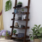 Ladder Wooden Bookcase Contemporary Open Back Bookshelf with Shelves
