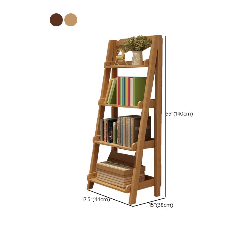 Ladder Wooden Bookcase Contemporary Open Back Bookshelf with Shelves