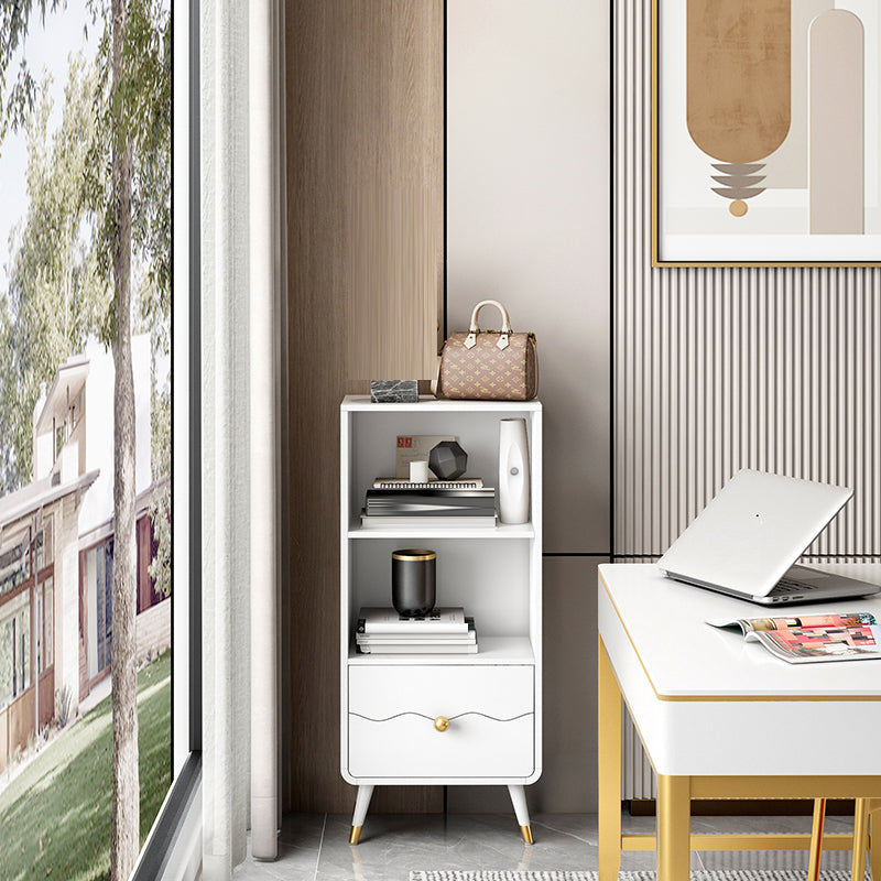 Contemporary Shelf Bookcase Wood Bookshelf with Drawer for Living Room 19.7"L x 11.8"W x 42.9"H White Clearhalo 'Bookcases' 'furn' 'furn_bookcases' 'Furniture' 'Office Furniture' 6378520