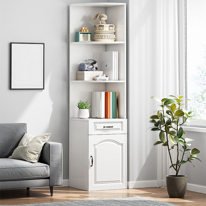 Contemporary Shelf Bookcase Engineered Wood Bookshelf with Drawer for Living Room