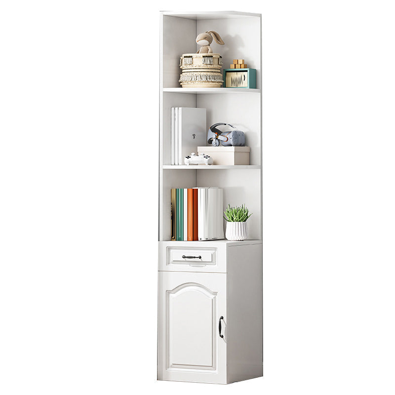 Contemporary Shelf Bookcase Engineered Wood Bookshelf with Drawer for Living Room