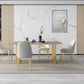 Rectangle Double Pedestal Dining Table Glam Stone Table for Kitchen