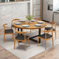 Modern Round Dining Table for Home Brown Solid Wood Table with Metal Base 51.2"L x 51.2"W x 29.5"H Without Chairs Clearhalo 'Dining Tables & Seating' 'Dining Tables' 'dining_table' 'furn' 'furn_dining_table' 'Furniture' 'Kitchen & Dining Furniture' 6378690