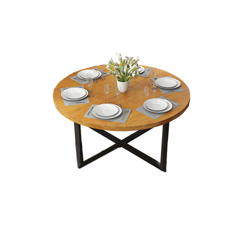 Modern Round Dining Table for Home Brown Solid Wood Table with Metal Base Clearhalo 'Dining Tables & Seating' 'Dining Tables' 'dining_table' 'furn' 'furn_dining_table' 'Furniture' 'Kitchen & Dining Furniture' 6378693