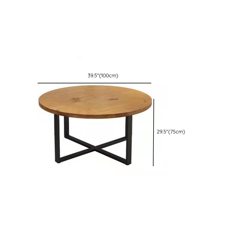 Modern Round Dining Table for Home Brown Solid Wood Table with Metal Base Clearhalo 'Dining Tables & Seating' 'Dining Tables' 'dining_table' 'furn' 'furn_dining_table' 'Furniture' 'Kitchen & Dining Furniture' 6378702