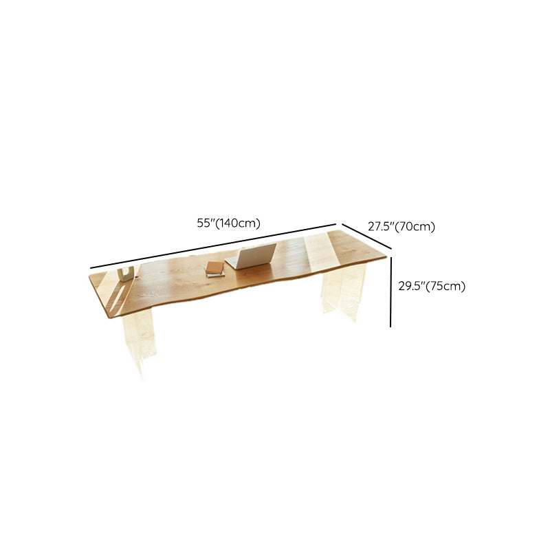 Modern Solid Wood Dining Table Natural Finish Table with Acrylic Base Clearhalo 'Dining Tables & Seating' 'Dining Tables' 'dining_table' 'furn' 'furn_dining_table' 'Furniture' 'Kitchen & Dining Furniture' 6378741