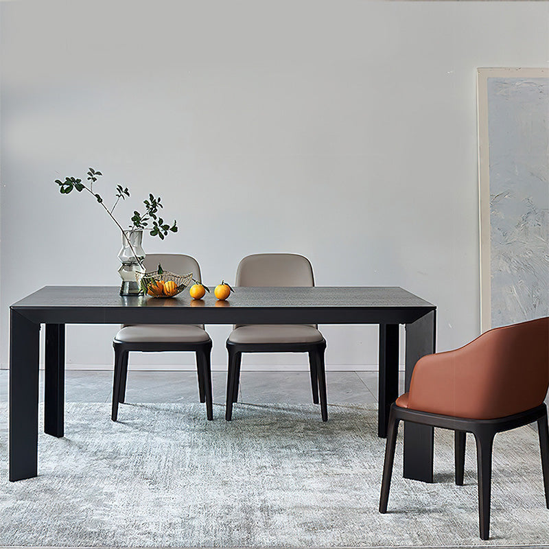 Rectangle Black Base Dining Table Modern Pine Wood Table for Kitchen Living Room 86.6"L x 35.4"W x 29.5"H Without Chairs Clearhalo 'Dining Tables & Seating' 'Dining Tables' 'dining_table' 'furn' 'furn_dining_table' 'Furniture' 'Kitchen & Dining Furniture' 6378746