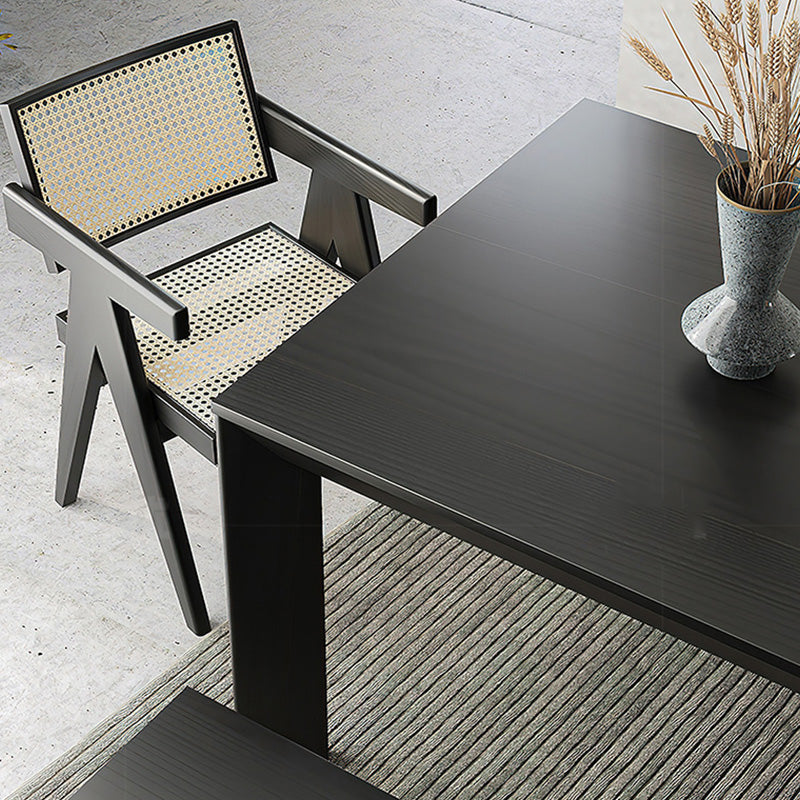 Rectangle Black Base Dining Table Modern Pine Wood Table for Kitchen Living Room Clearhalo 'Dining Tables & Seating' 'Dining Tables' 'dining_table' 'furn' 'furn_dining_table' 'Furniture' 'Kitchen & Dining Furniture' 6378750