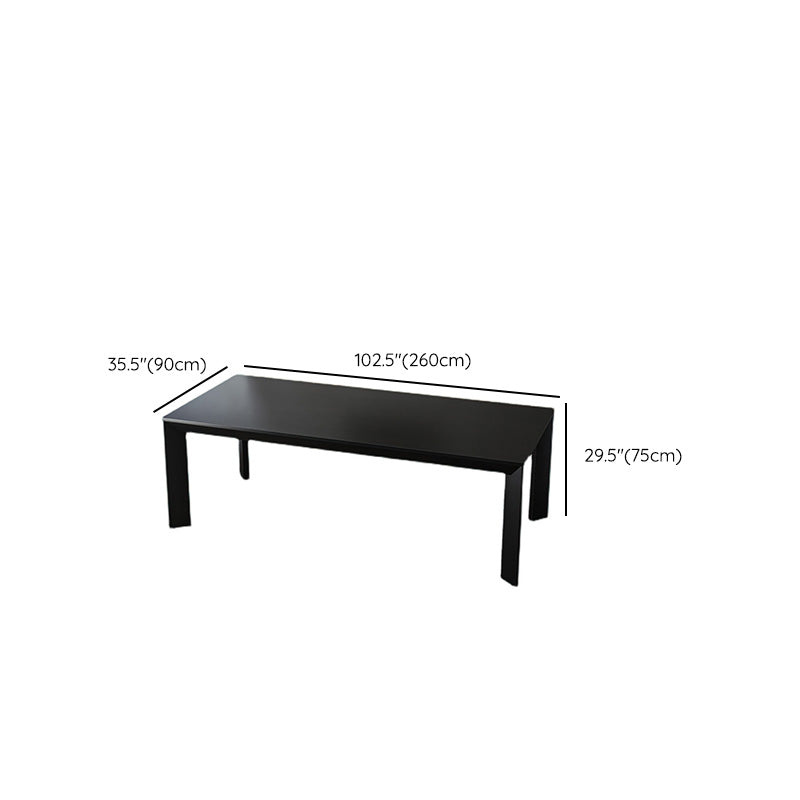 Rectangle Black Base Dining Table Modern Pine Wood Table for Kitchen Living Room Clearhalo 'Dining Tables & Seating' 'Dining Tables' 'dining_table' 'furn' 'furn_dining_table' 'Furniture' 'Kitchen & Dining Furniture' 6378756