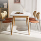 Table rectangulaire de style moderne en pierre frittée avec pieds en bois pour la maison