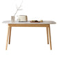 Table rectangulaire de style moderne en pierre frittée avec pieds en bois pour la maison