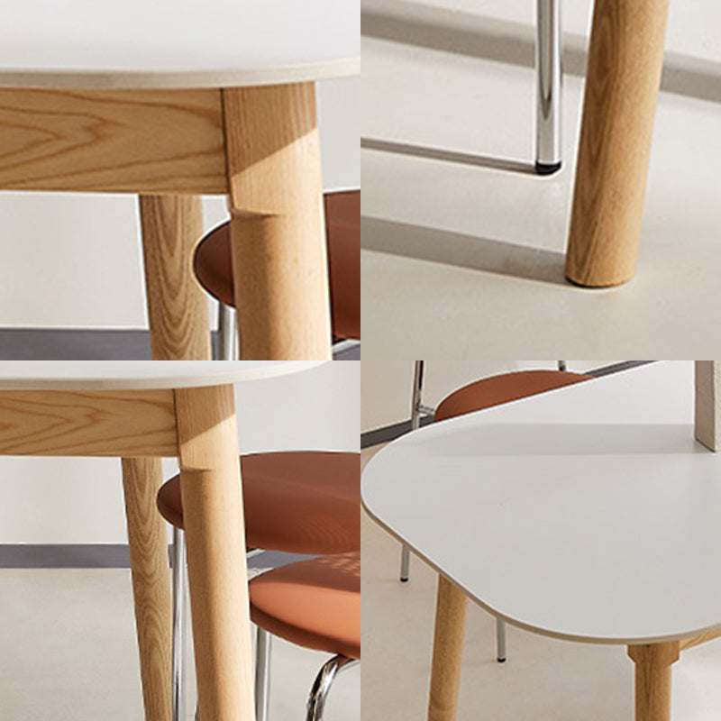 Table rectangulaire de style moderne en pierre frittée avec pieds en bois pour la maison
