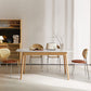 Table rectangulaire de style moderne en pierre frittée avec pieds en bois pour la maison