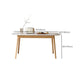 Table rectangulaire de style moderne en pierre frittée avec pieds en bois pour la maison