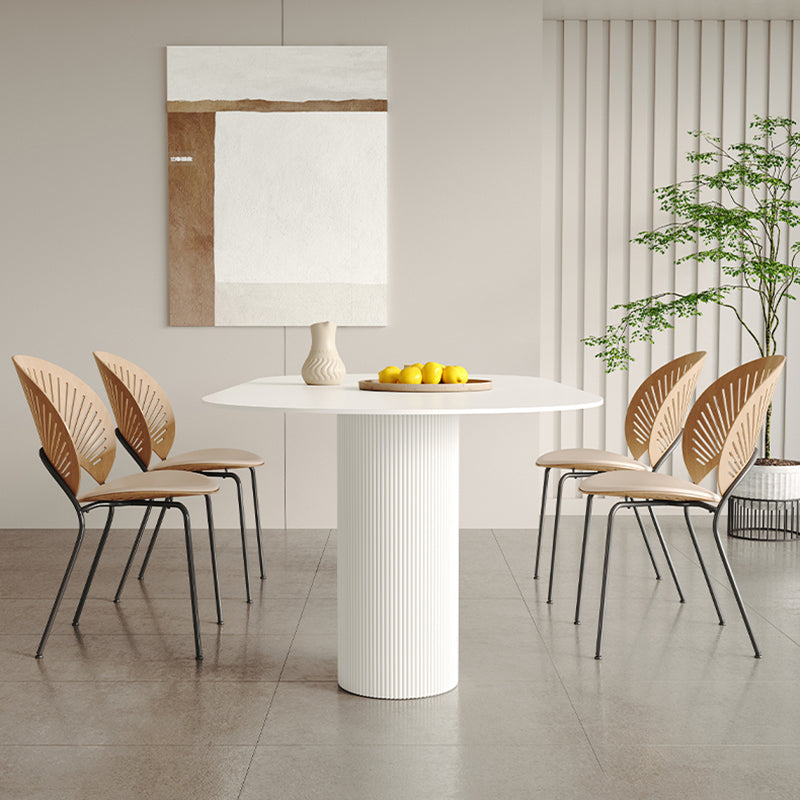 White Oval Dining Table Stone Top Dining Table with Double Pedestal Clearhalo 'Dining Tables & Seating' 'Dining Tables' 'dining_table' 'furn' 'furn_dining_table' 'Furniture' 'Kitchen & Dining Furniture' 6378814