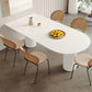 White Oval Dining Table Stone Top Dining Table with Double Pedestal Clearhalo 'Dining Tables & Seating' 'Dining Tables' 'dining_table' 'furn' 'furn_dining_table' 'Furniture' 'Kitchen & Dining Furniture' 6378816
